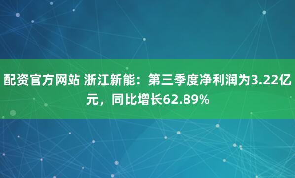 配资官方网站 浙江新能:第三季度净利润为3.22亿元,同比增长62.89%